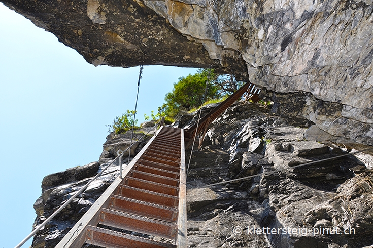 Ausstiegsleitern aus der zweiten Stufe beim Klettersteig Pinut