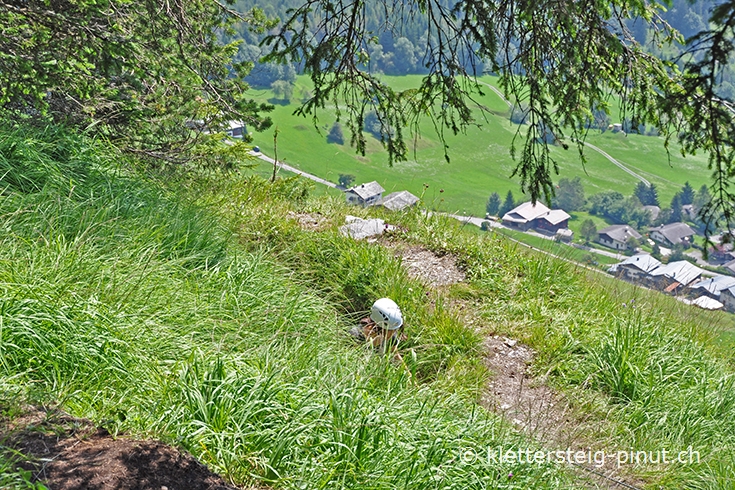 Ausstieg aus der zweiten Felsstufe beim Klettersteig Flims